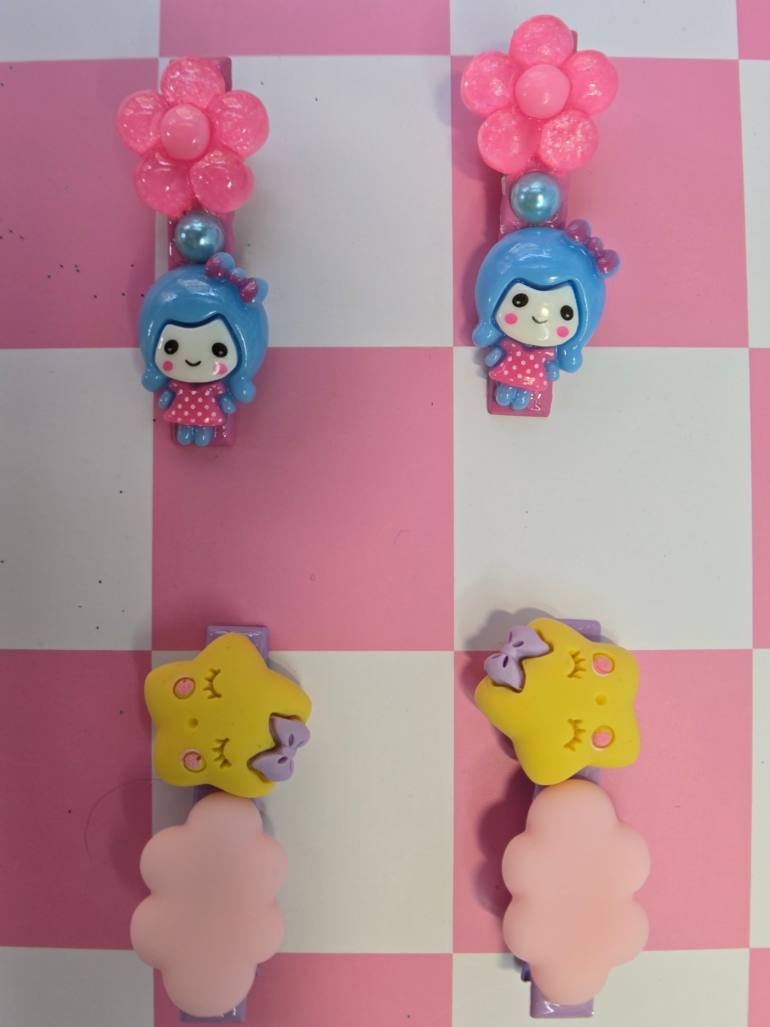 🌸 Kawaii Dreamy Barrette Sets — Blue Hair Dolly & Sleepy Star Cloud!