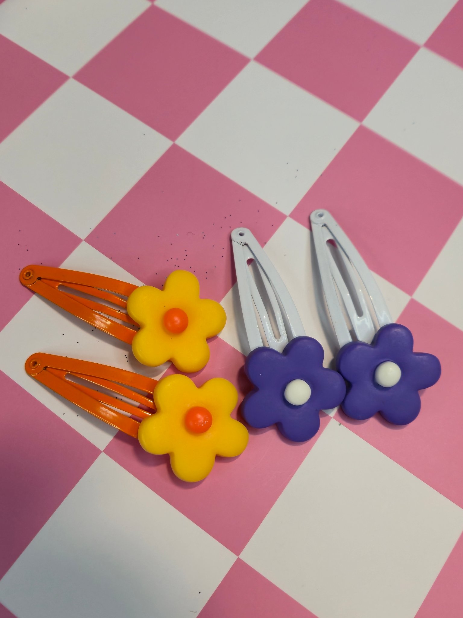 🌼 Kawaii Flower Barrette Sets — Sunshine & Violet Bloom!