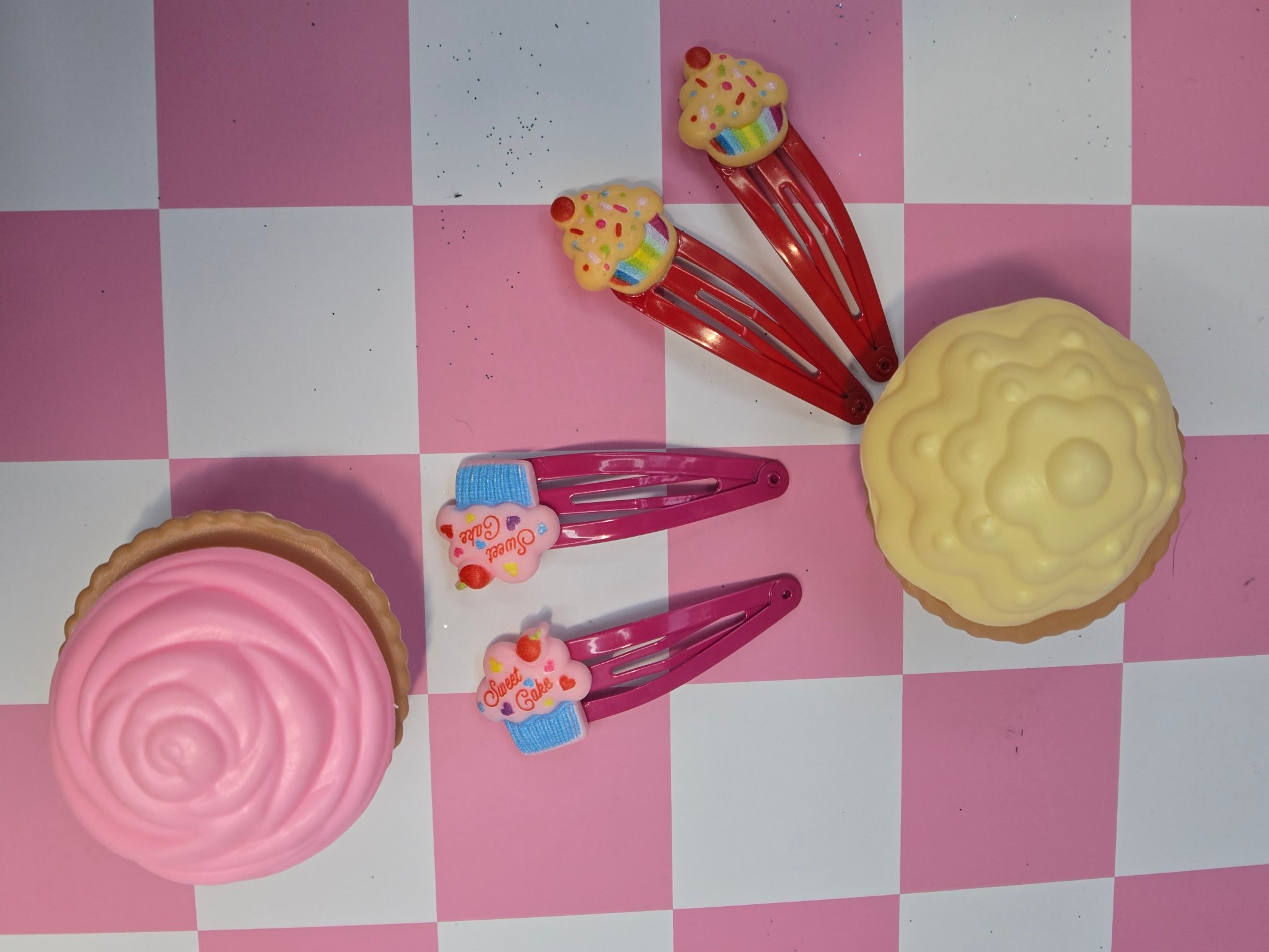 🧁 Kawaii Sweet Cake Barrette Sets — Rainbow Sprinkle & Sweet Cake Cherry!