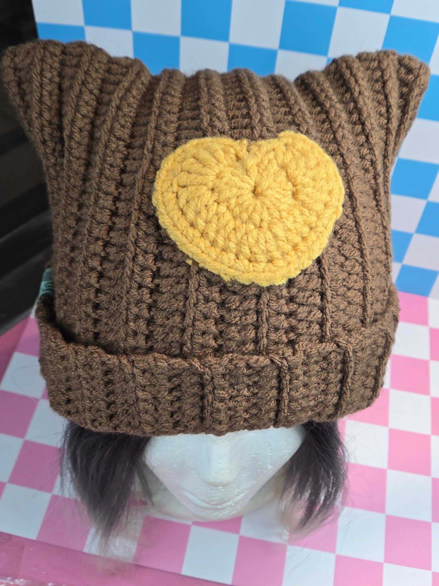 🍫💛 Cocoa Heart Cat Ear Beanie