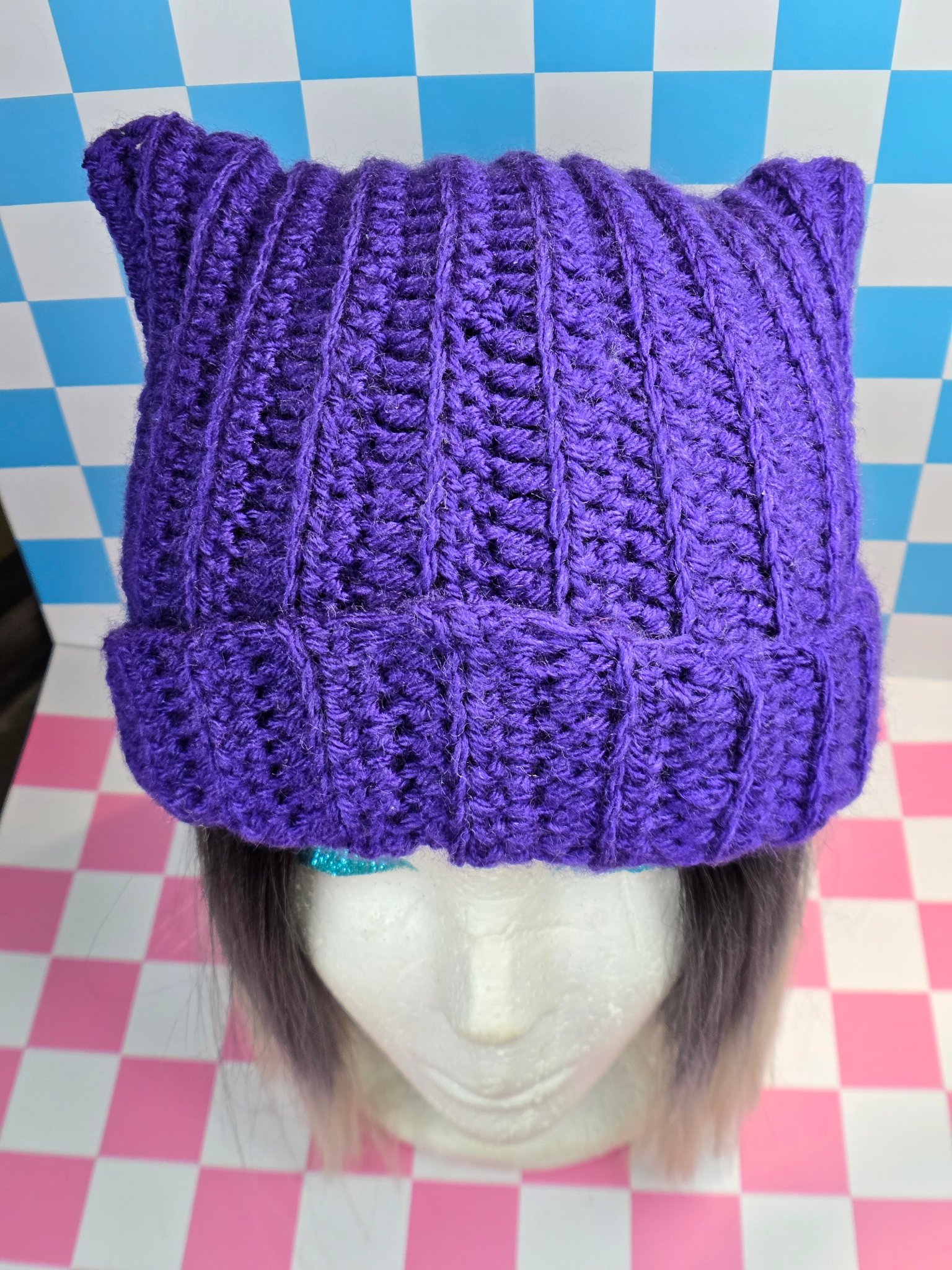 💜⚡ Electric Purple Cat Ear Beanie
