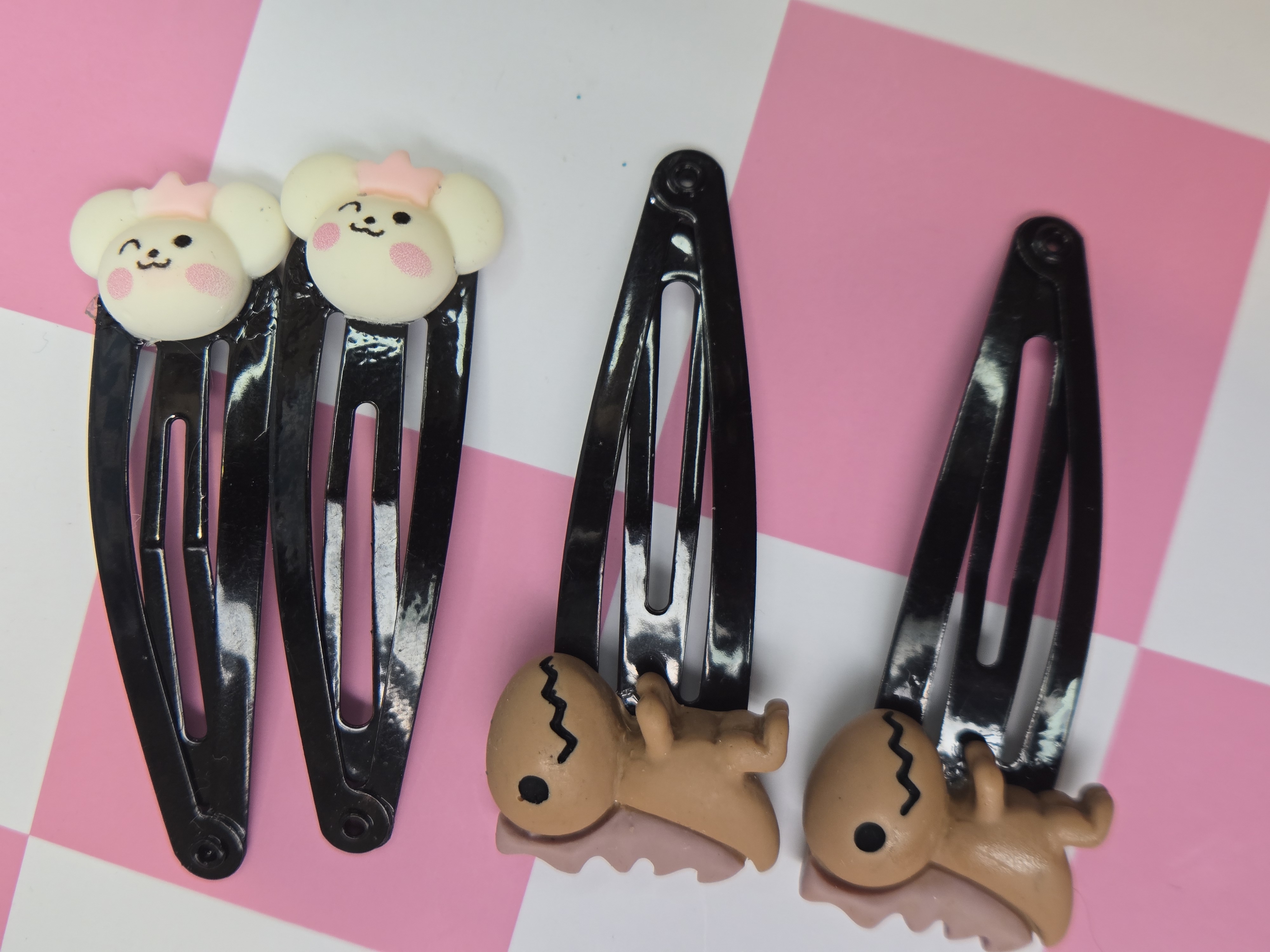 Kawaii Dino & Crown Bunny Barrette Sets