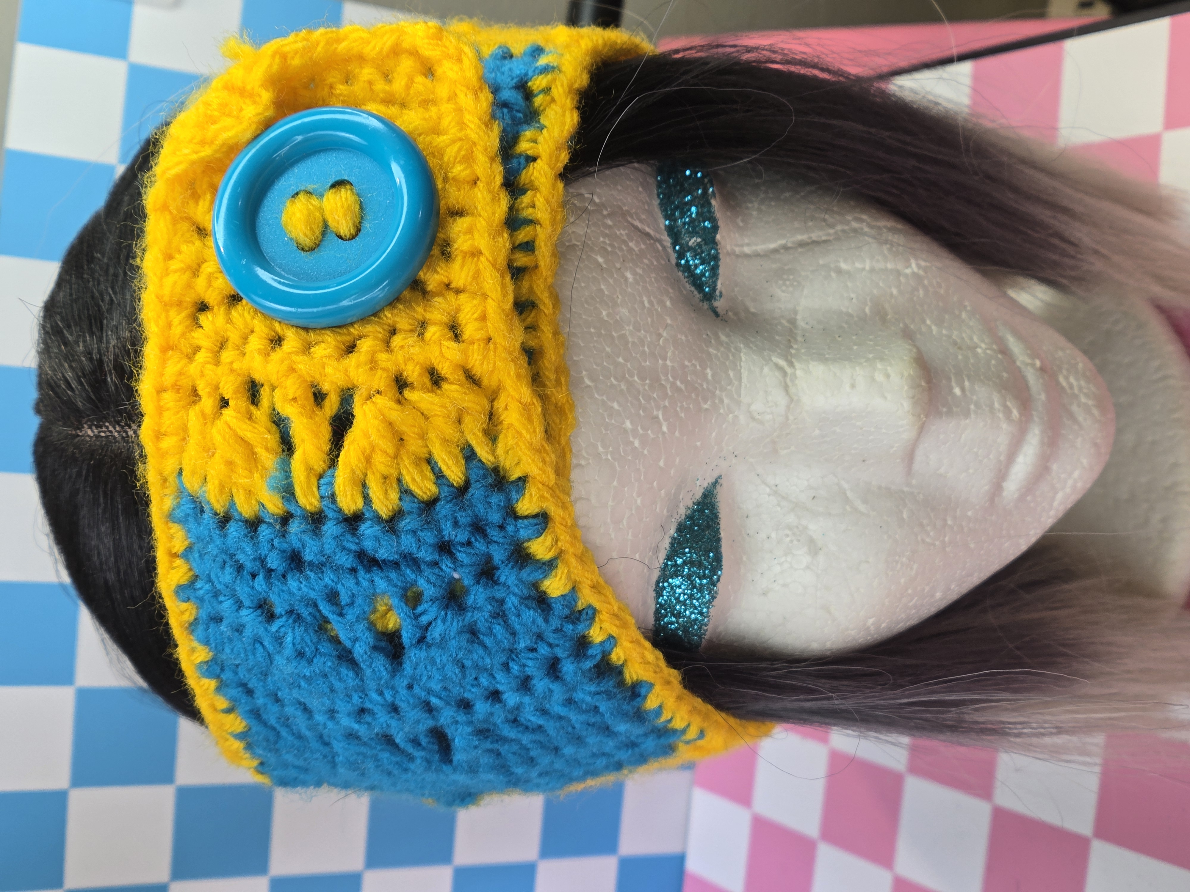 Sunshine & Cerulean Granny Square Button Headband