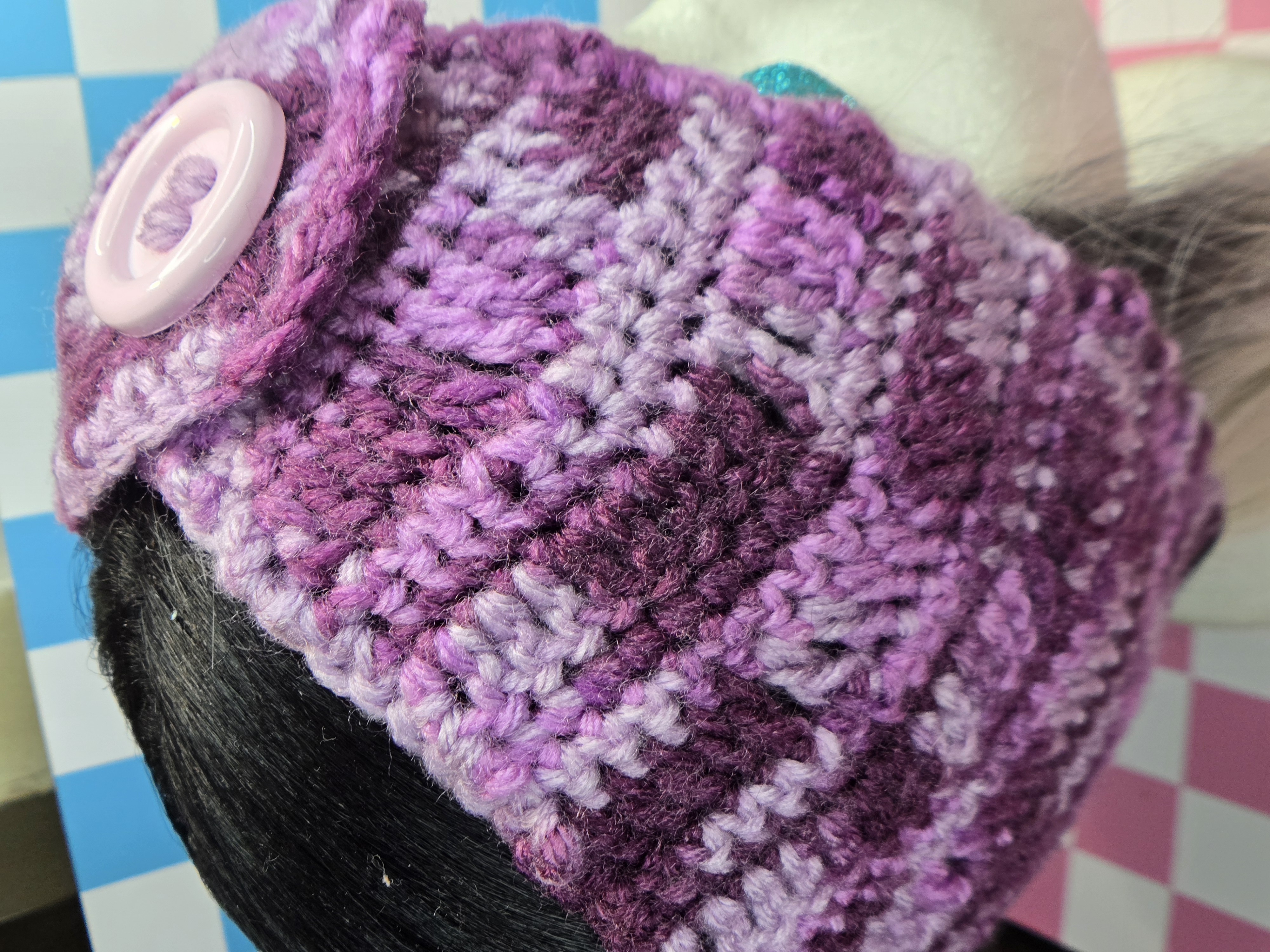 Purple Dream Mosaic Button Headband