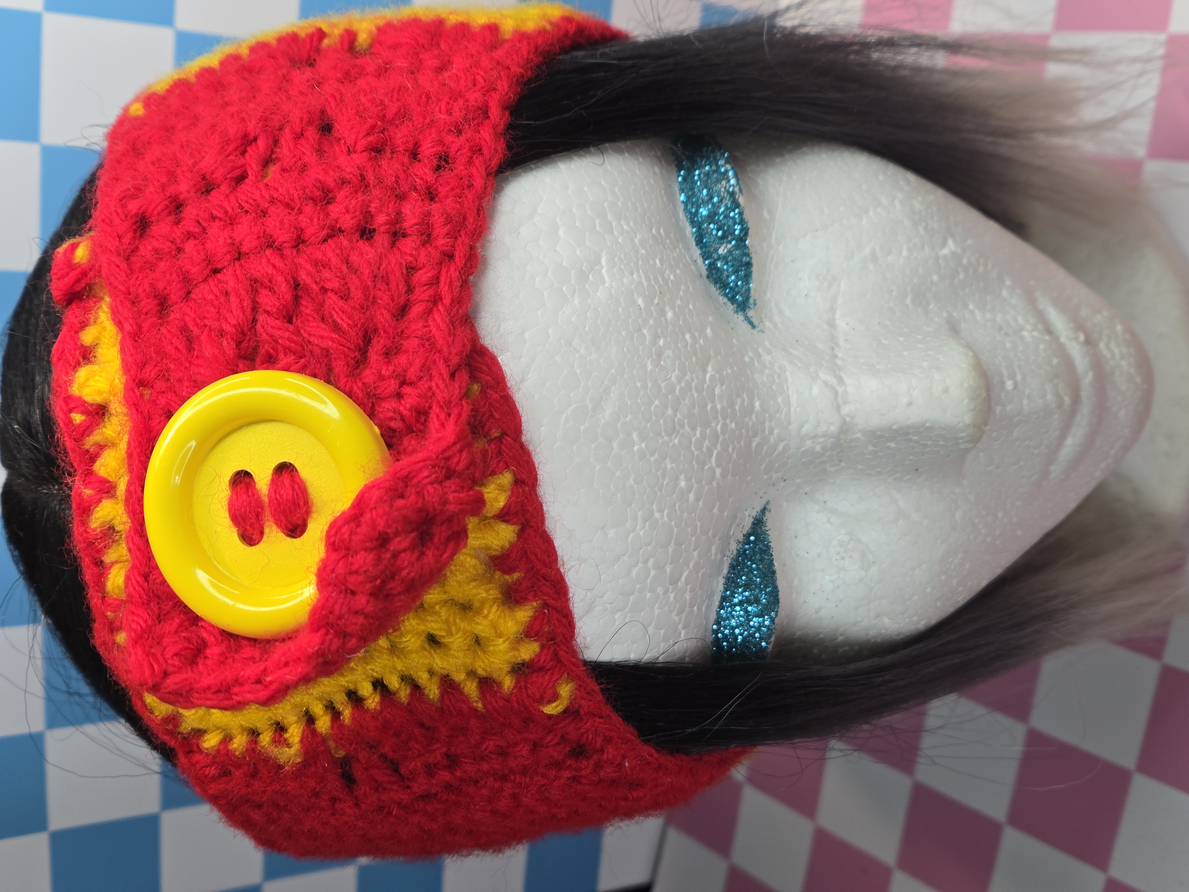Fire Red & Sunshine Granny Square Button Headband
