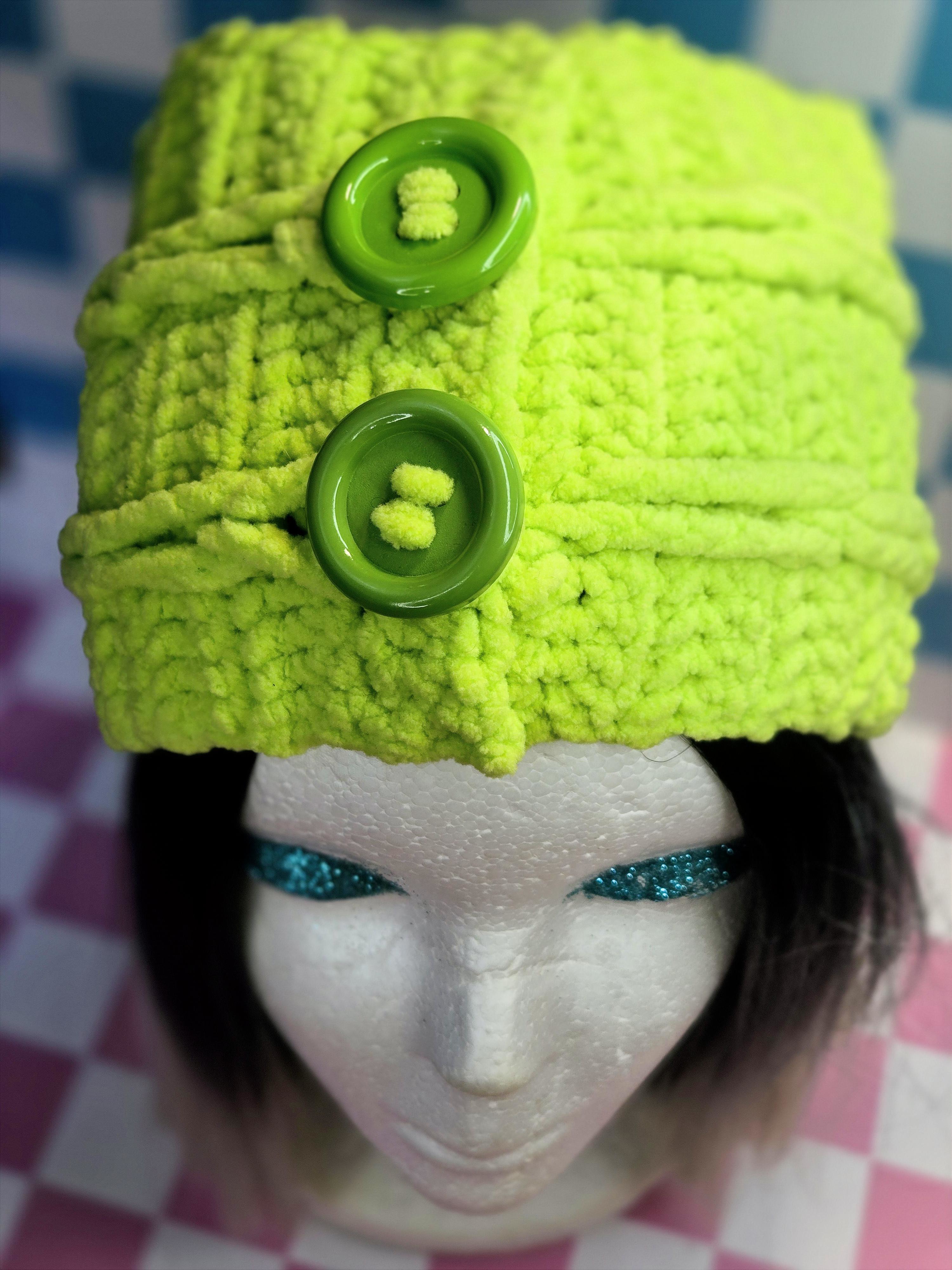 Neon Lime Double Button Basketweave Headband