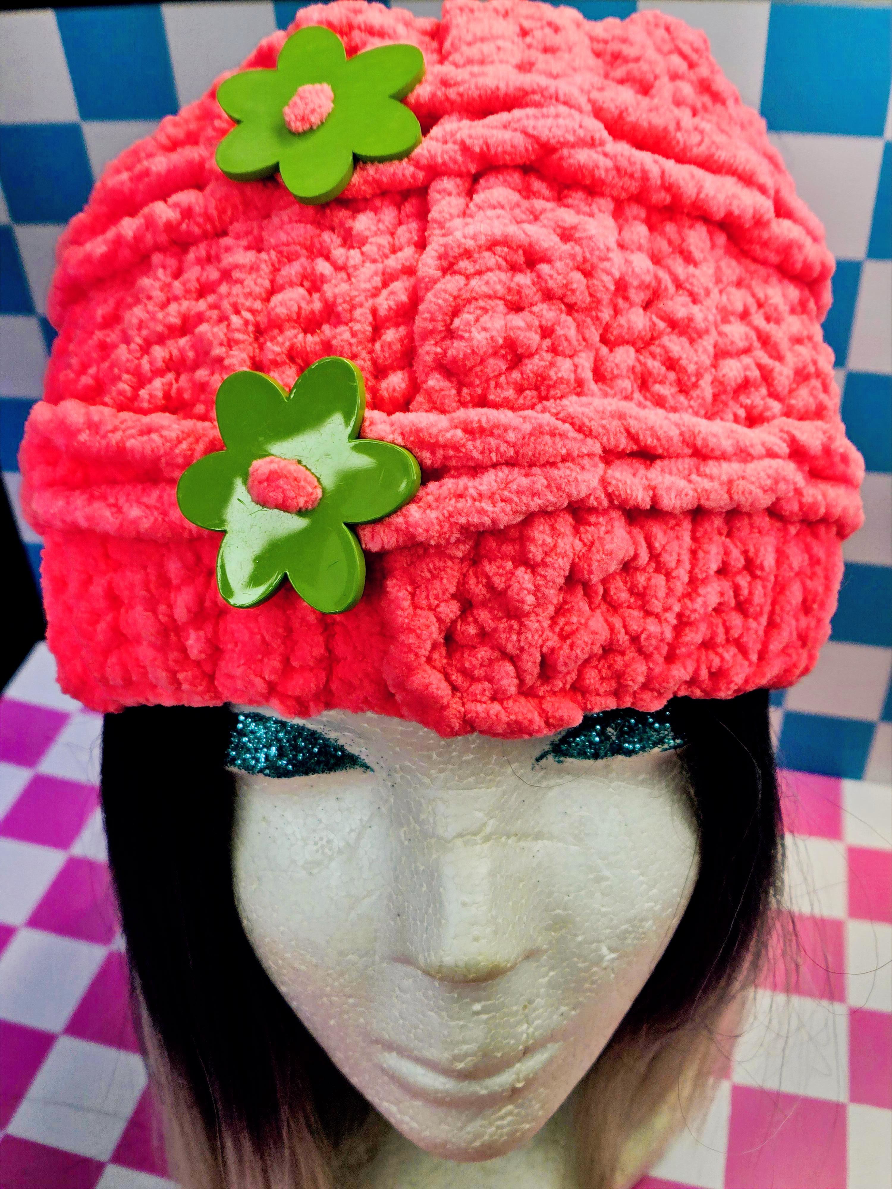 Watermelon Coral Double Flower Basketweave Headband